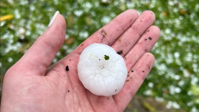 Severe thunderstorms brought a massive hailstorm to the Carolinas on Saturday, blasting out windows, tearing down fences and leaving yards covered in enough ice to create the appearance of a fresh blanket of snow. 