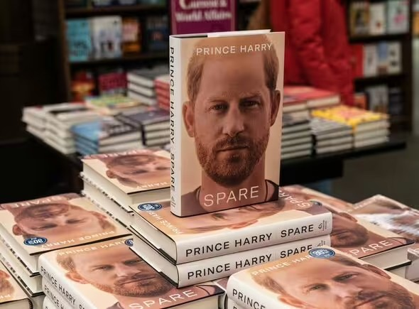 Book by Prince Harry, Duke of Sussex memoir titled Spare went on sale and seen on display at the Barnes & Noble bookstore. Book has been ghostwritten by JR Moehringer (Image: Pacific Press/LightRocket via Getty Images)